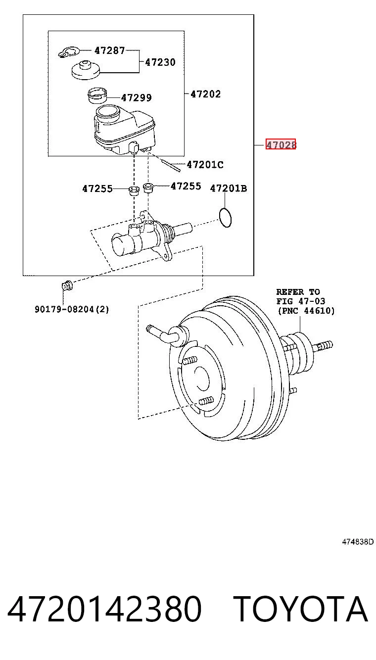 4720142380 Toyota Główny cylinder hamulców