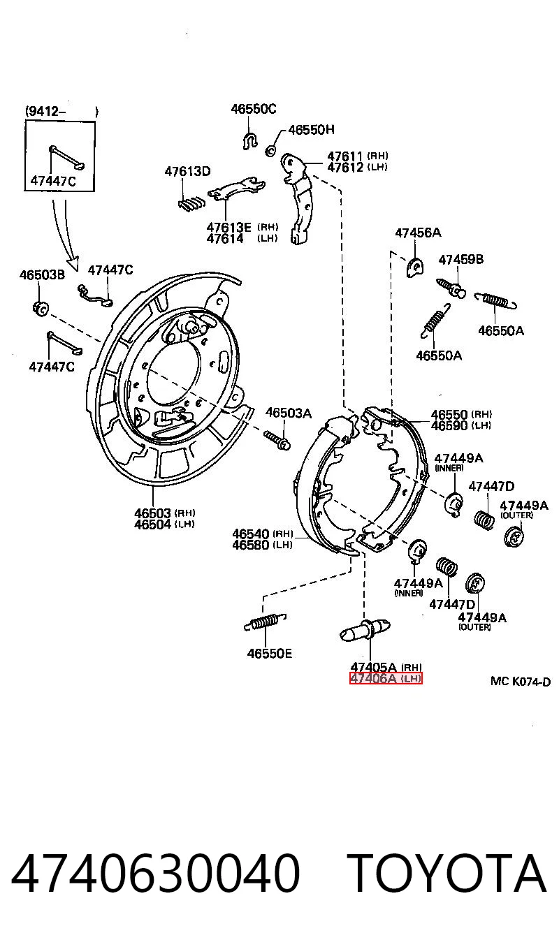 4740630040 Toyota Regulator tylnego bębna hamulcowego