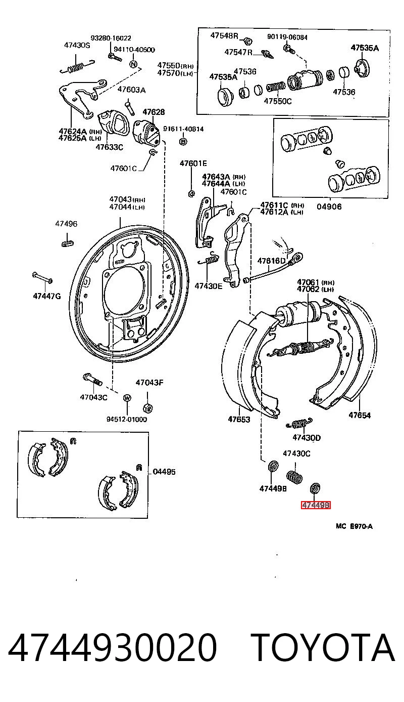 4744930020 Toyota Zestaw naprawczy hamulca postojowego (ręcznego)
