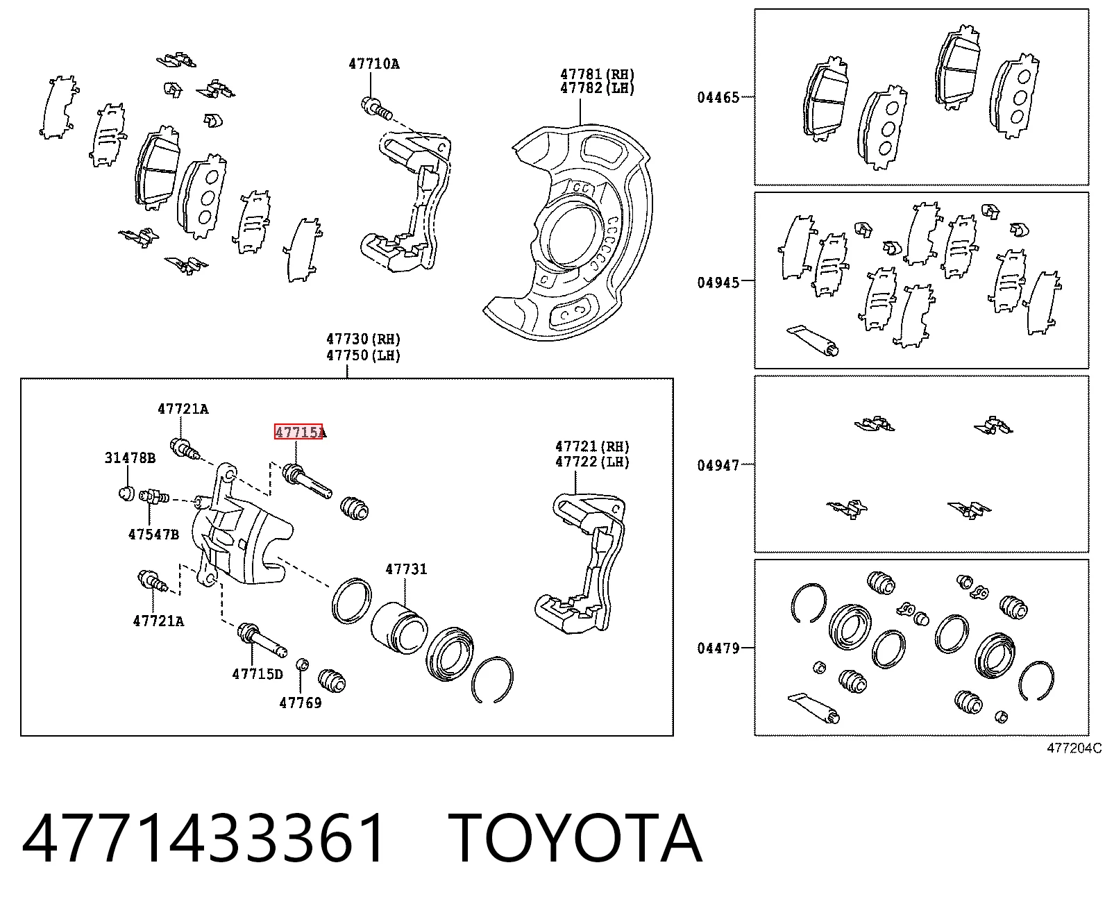 4771433361 Toyota Prowadnica zacisku przedniego górna