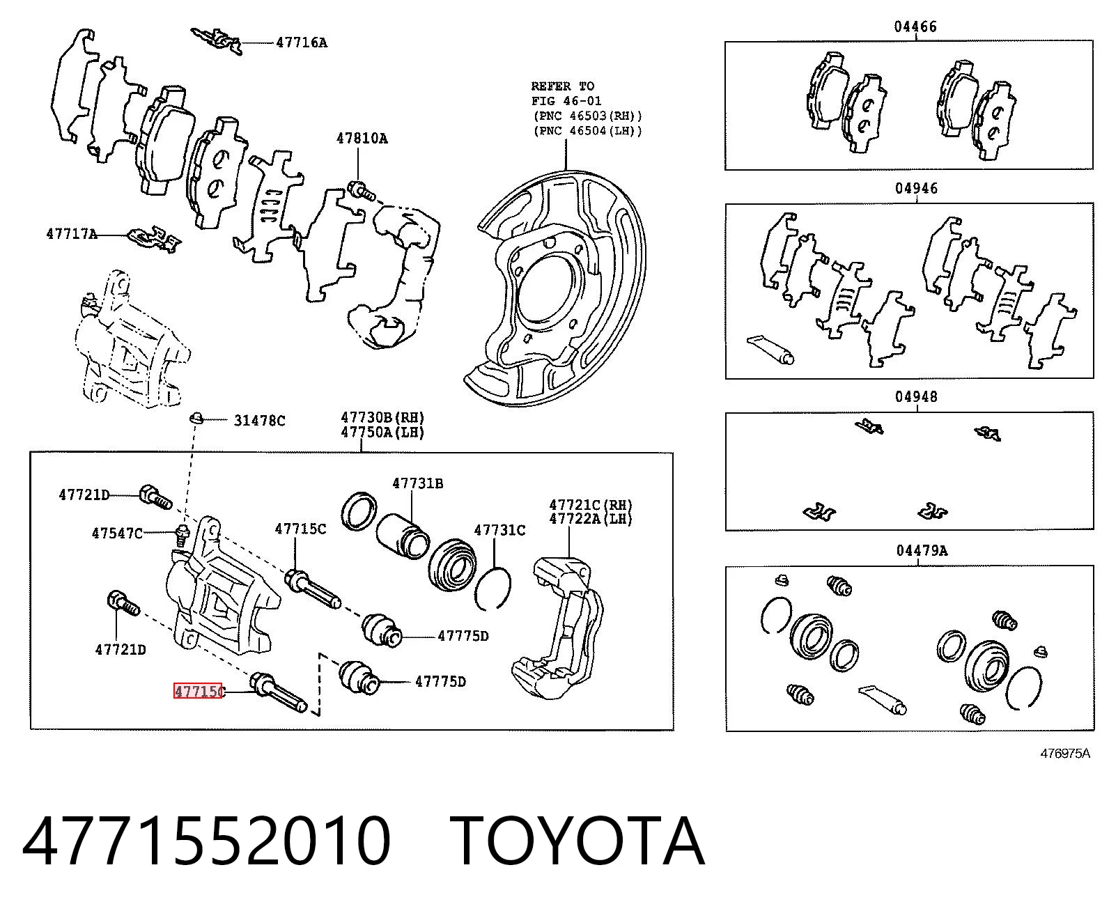 4771552010 Toyota Prowadnica zacisku przedniego