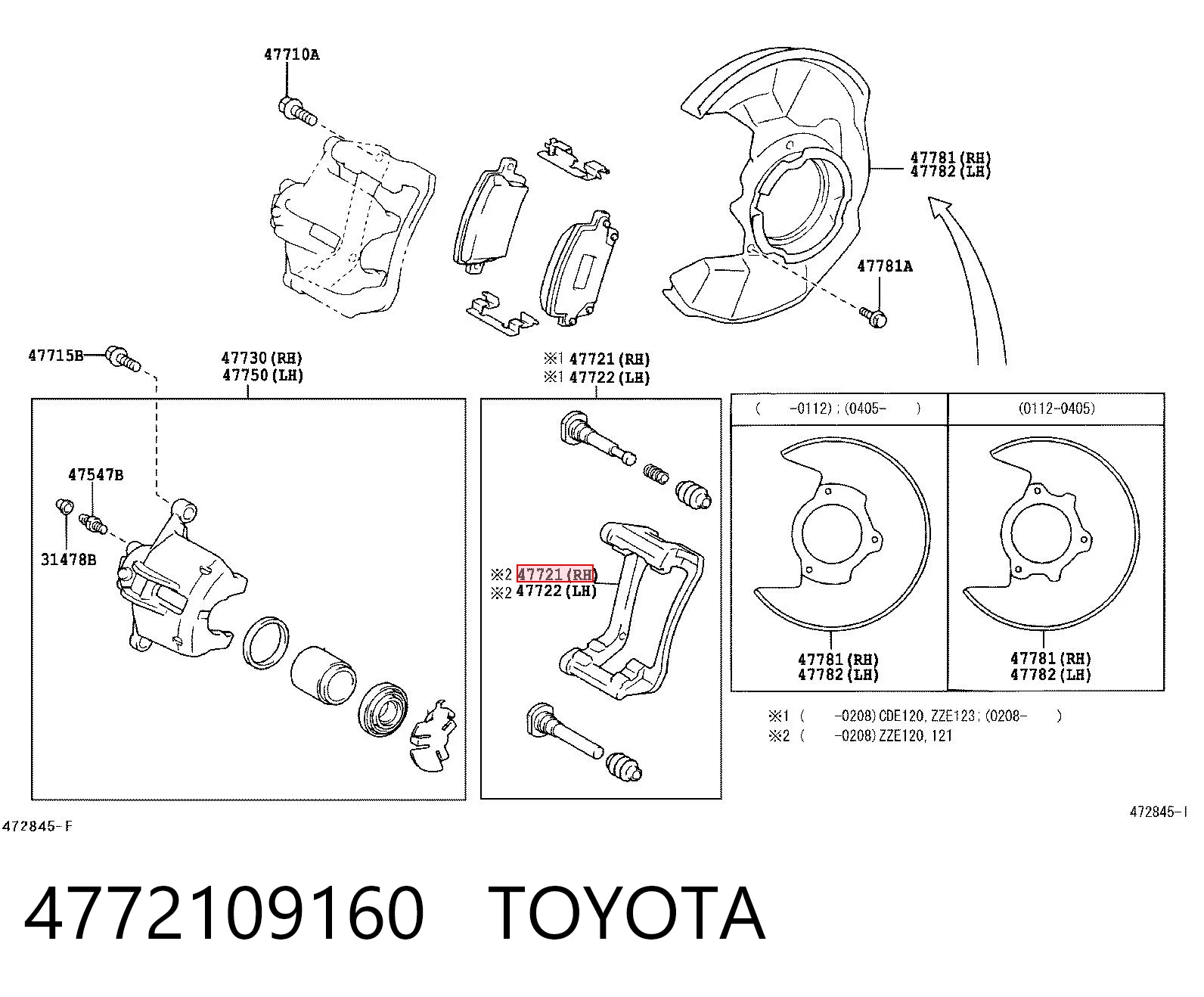4772109160 Toyota Jarzmo zacisku hamulcowego przedniego