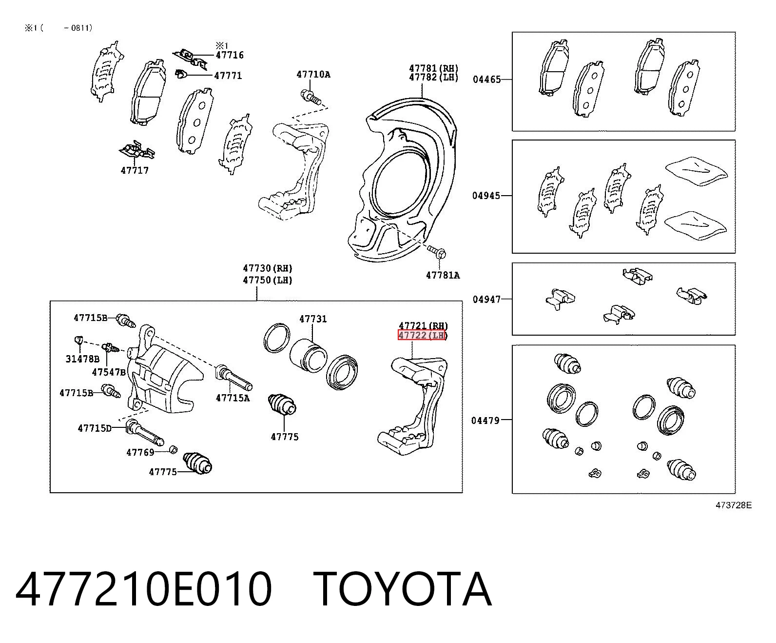 477210E010 Toyota Jarzmo zacisku hamulcowego przedniego