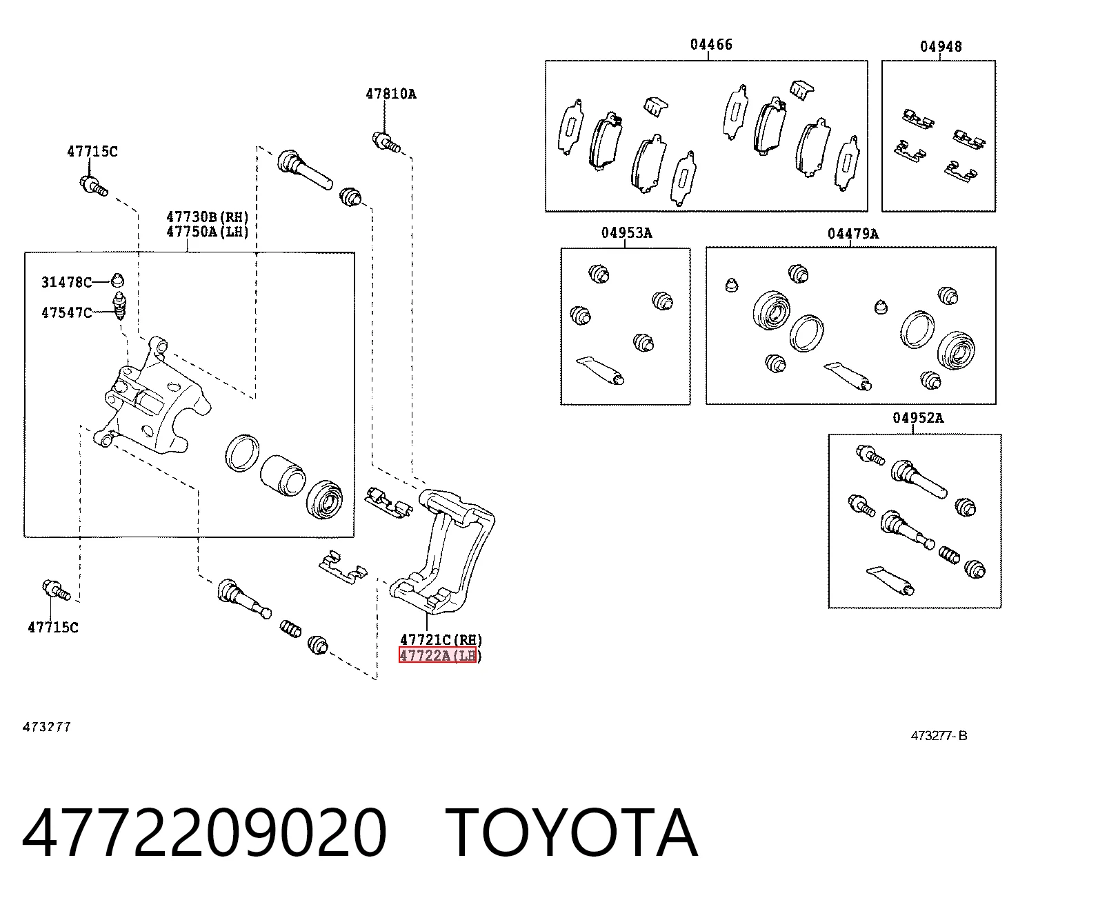 Do koszyka Jarzmo zacisku hamulcowego tylnego Toyota Corolla  E12