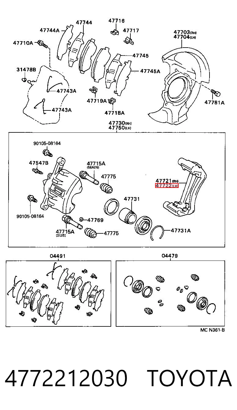 4772212030 Toyota Jarzmo zacisku hamulcowego przedniego