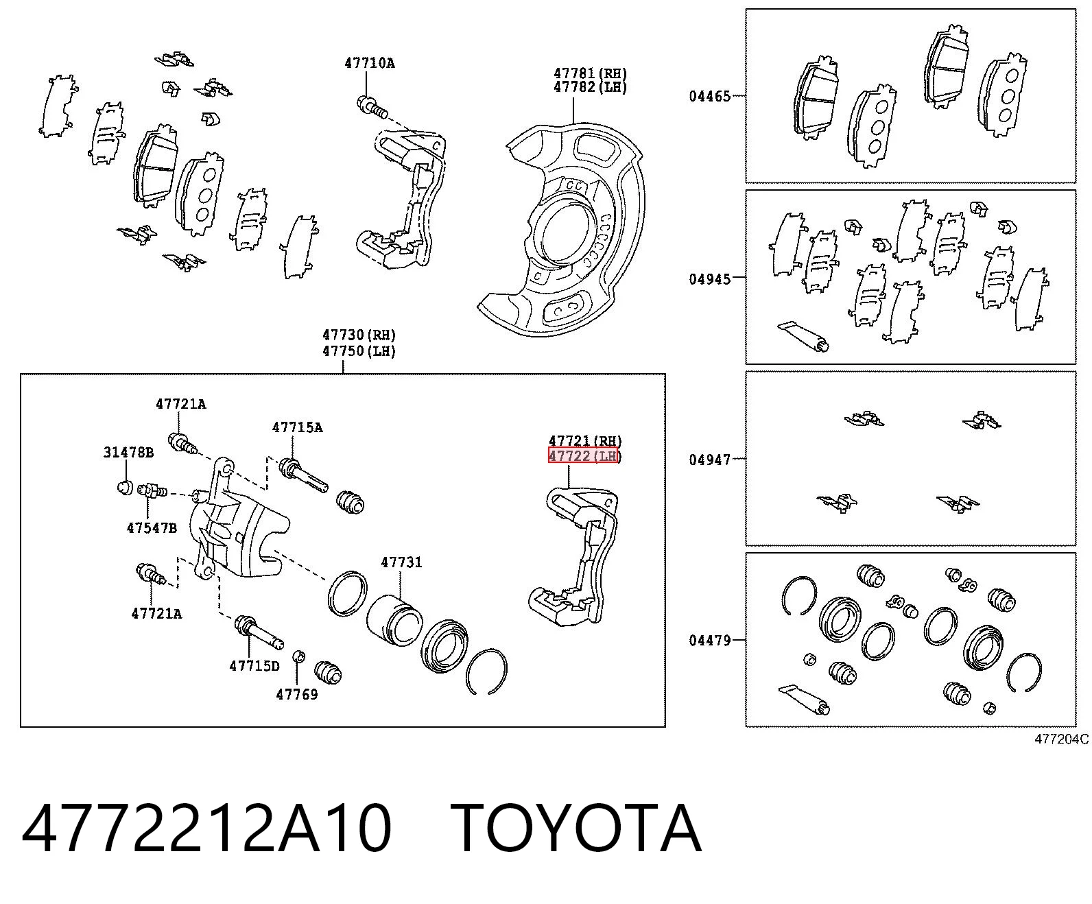 4772212A10 Toyota Jarzmo zacisku hamulcowego przedniego