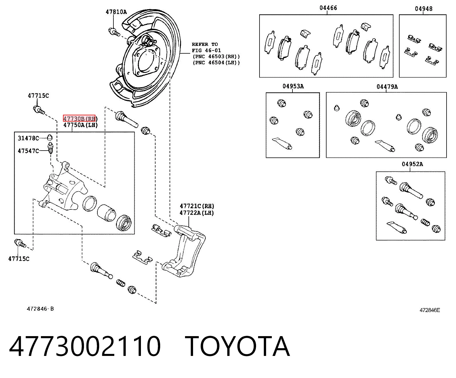  Zacisk hamulcowy tylny prawy Toyota Corolla 