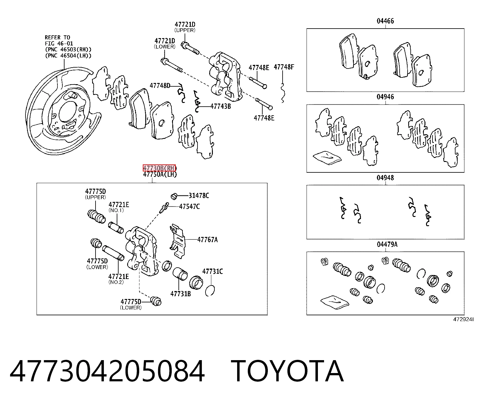 Zacisk hamulcowy tylny prawy do Toyota RAV4 II XA2