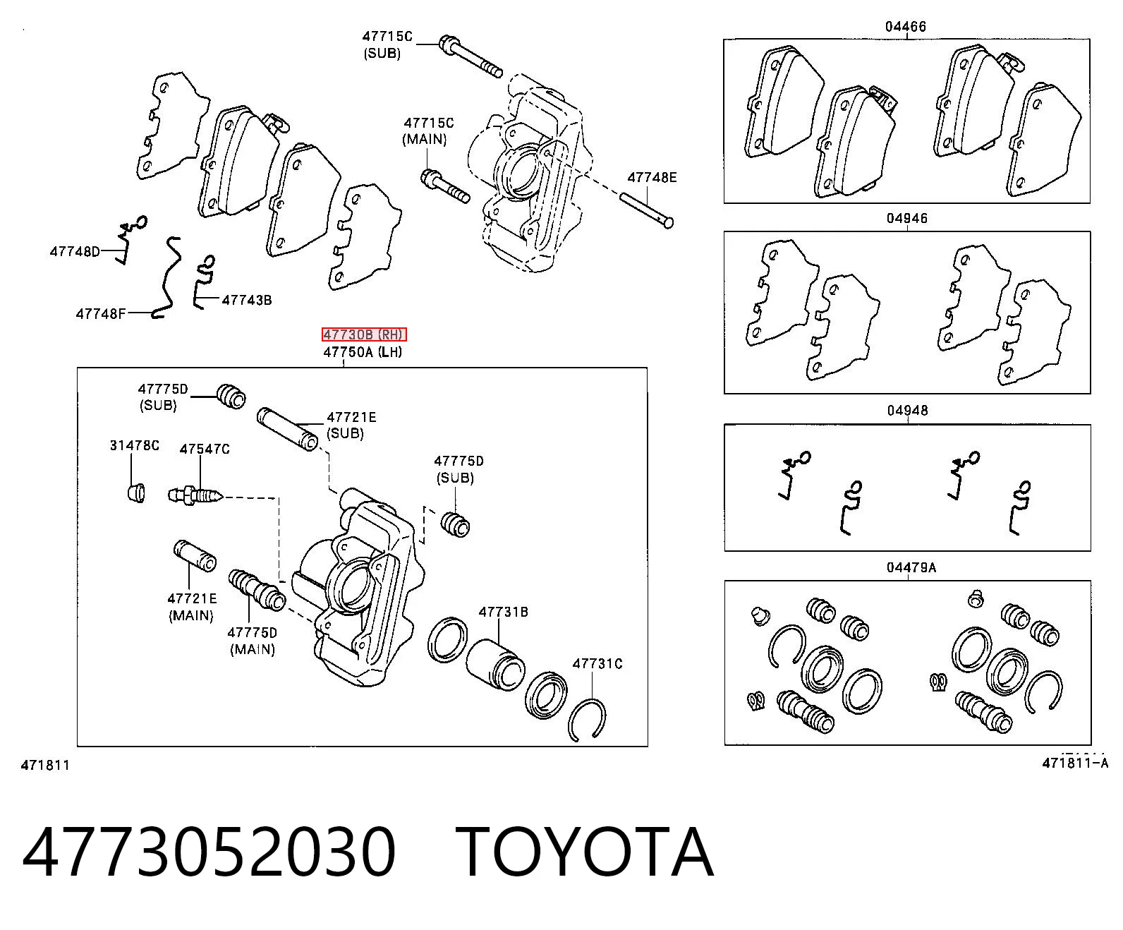Zacisk hamulcowy tylny prawy do Toyota Yaris NCP2