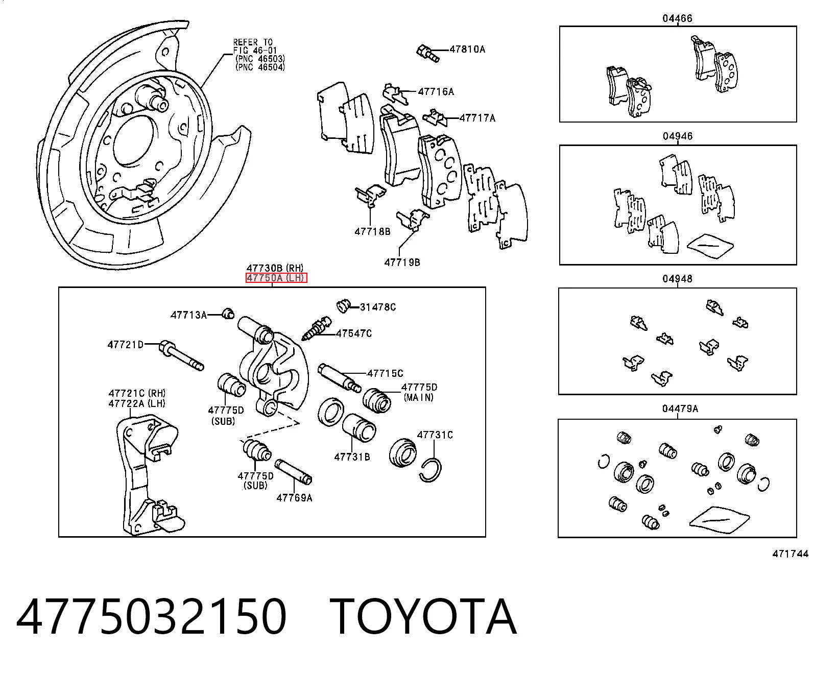 Zacisk hamulcowy tylny lewy Toyota Camry II sedana (V2) (1986 - 1991) cena, od 671,42 USD