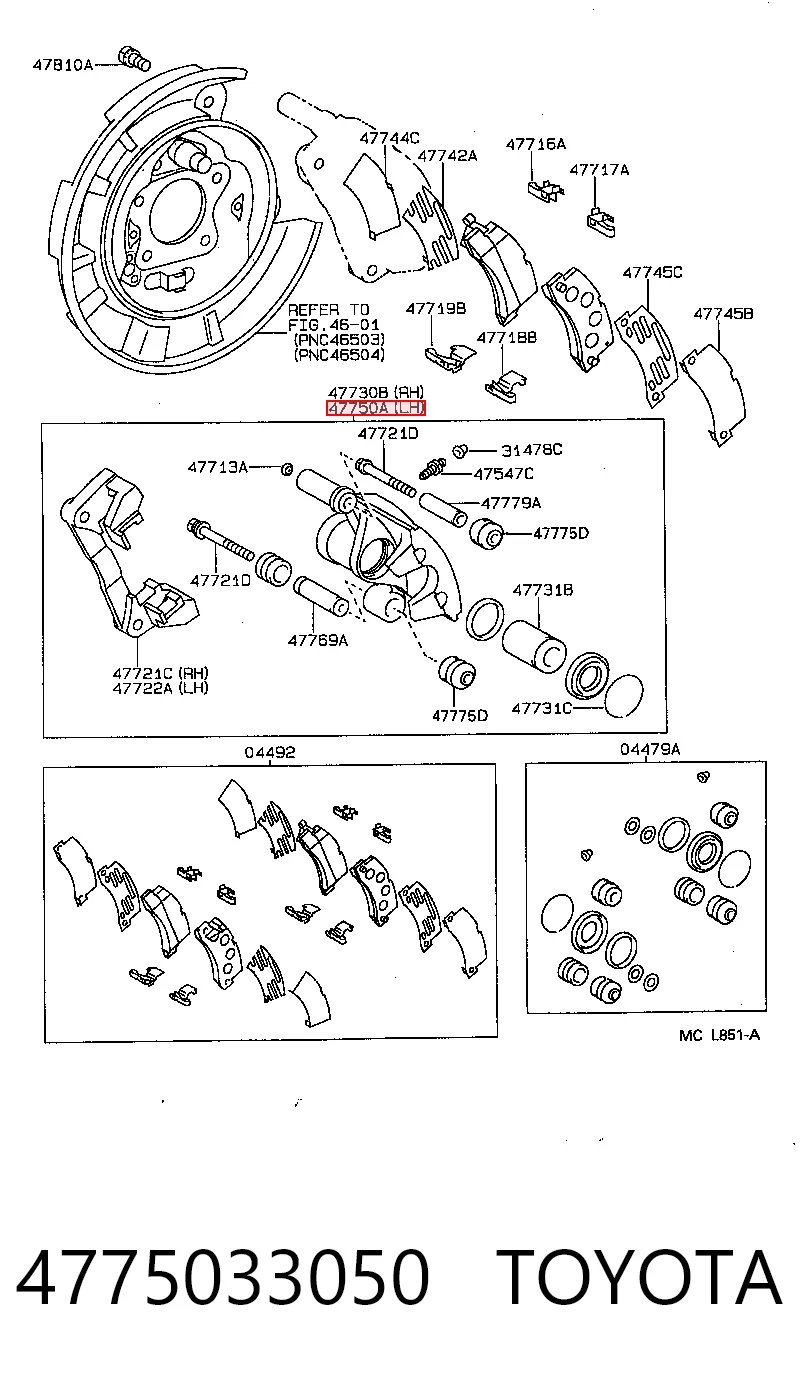 Zacisk hamulcowy tylny lewy Toyota Camry II