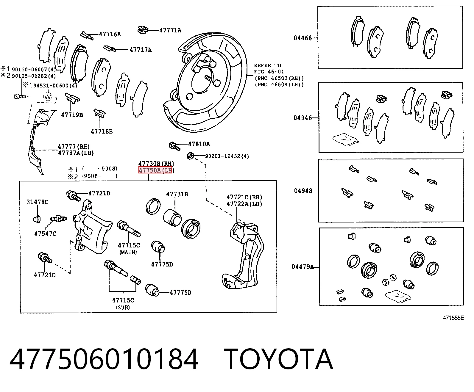 Zacisk hamulcowy tylny lewy Toyota Land Cruiser 100