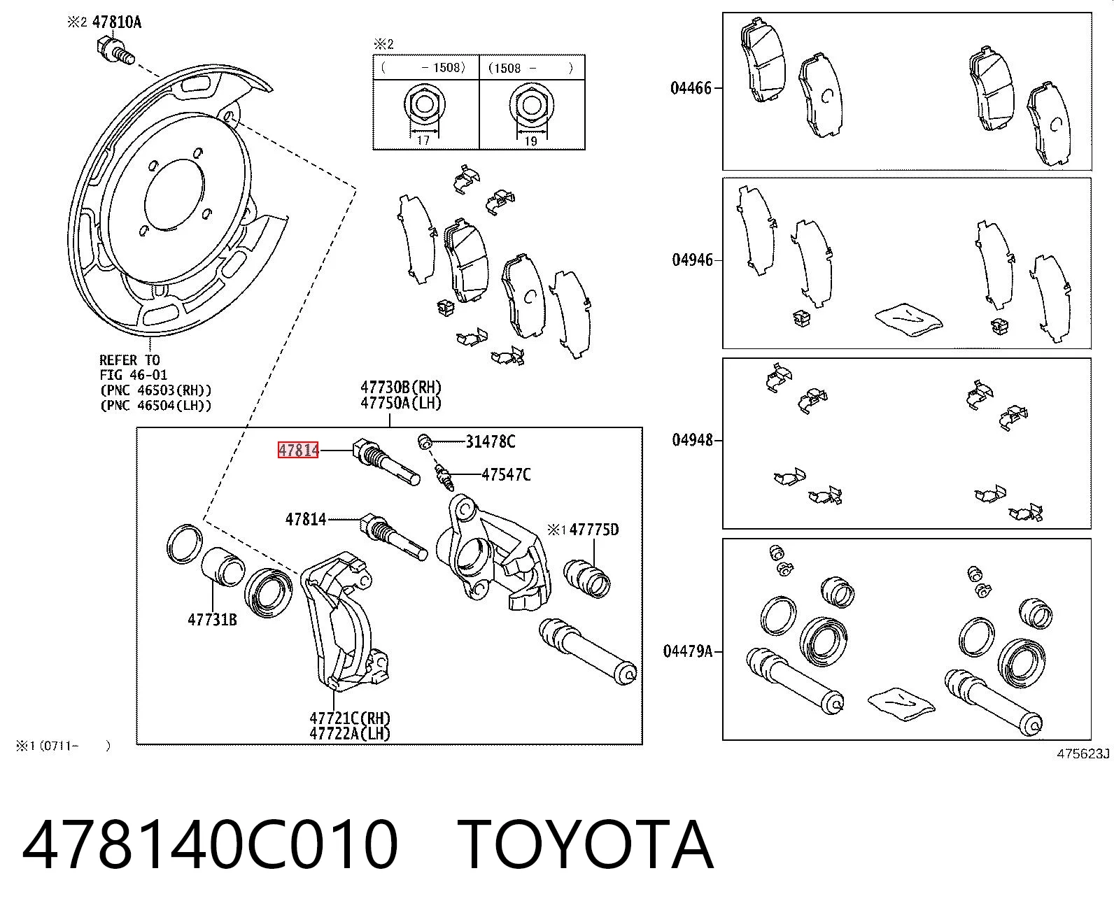 478140C010 Toyota Prowadnica zacisku tylnego