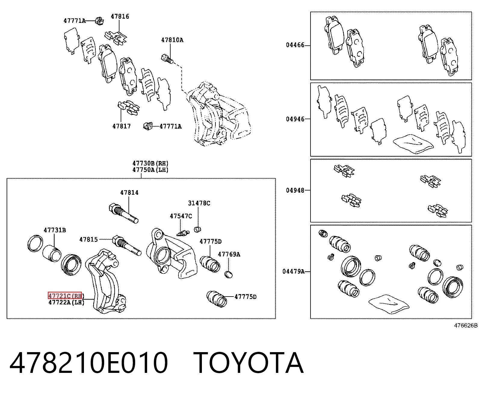478210E010 Toyota Jarzmo zacisku hamulcowego tylnego