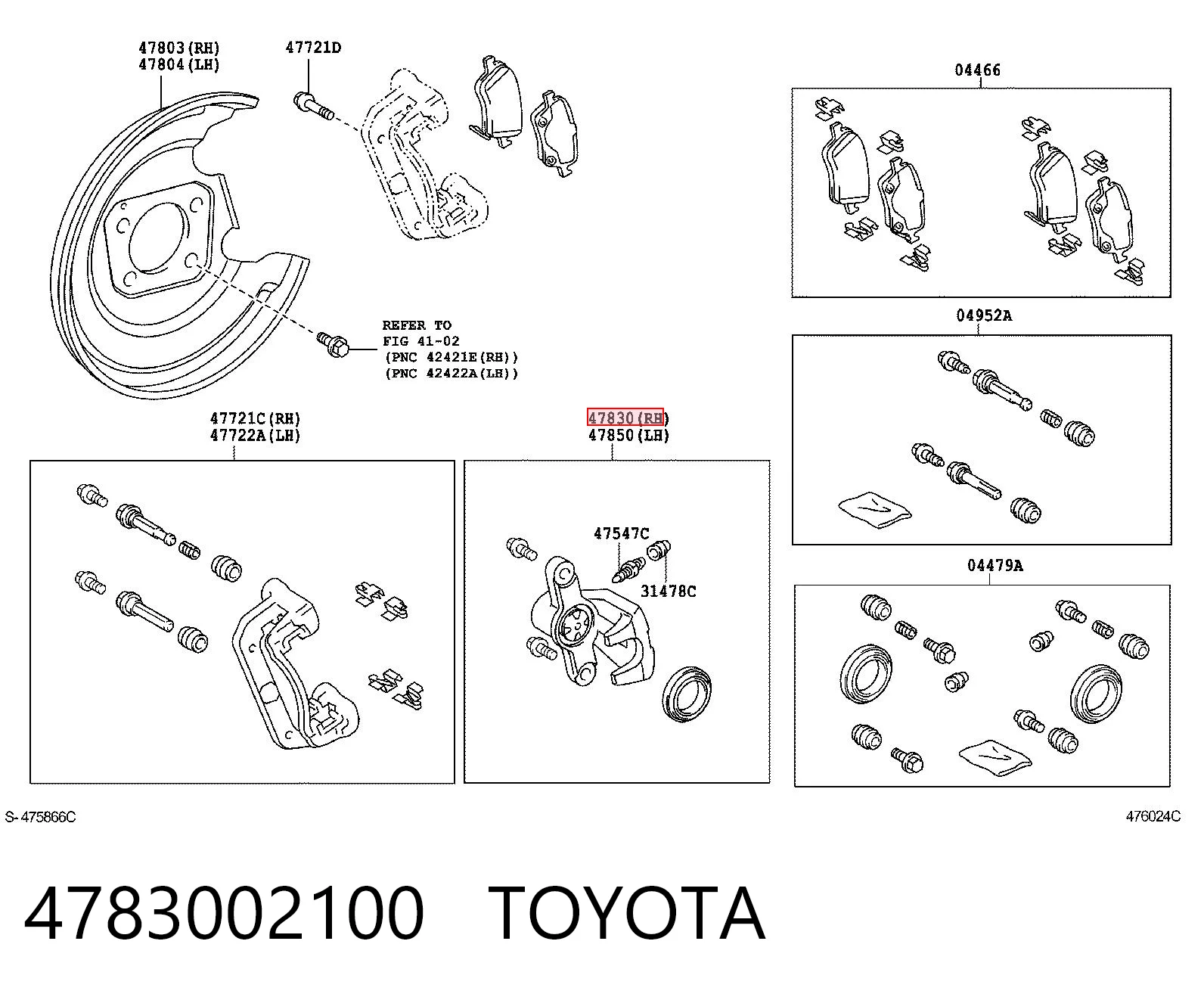 4783002100 Toyota Zacisk hamulcowy tylny prawy