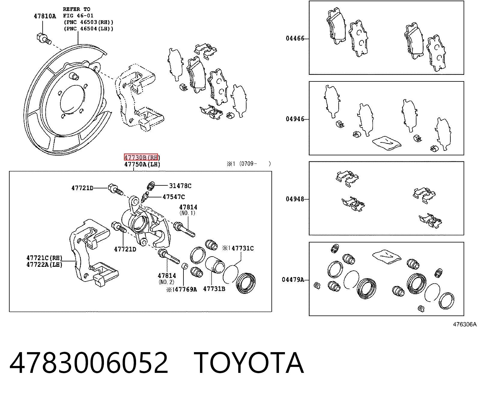 4783006052 Toyota Zacisk hamulcowy tylny prawy