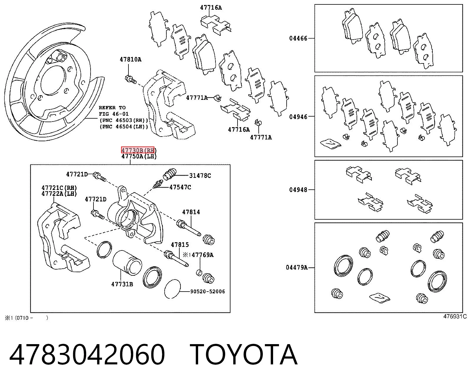 4783042060 Toyota Zacisk hamulcowy tylny prawy