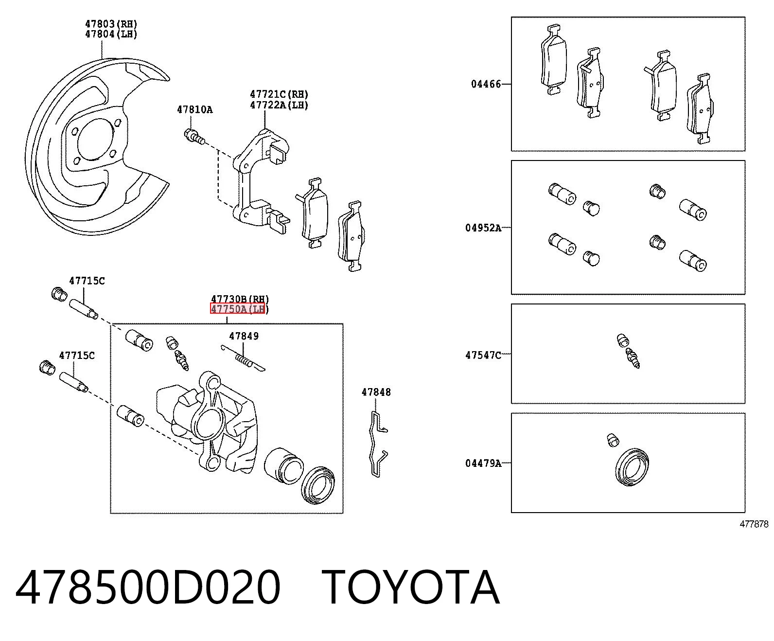  Zacisk hamulcowy tylny lewy Toyota Yaris 