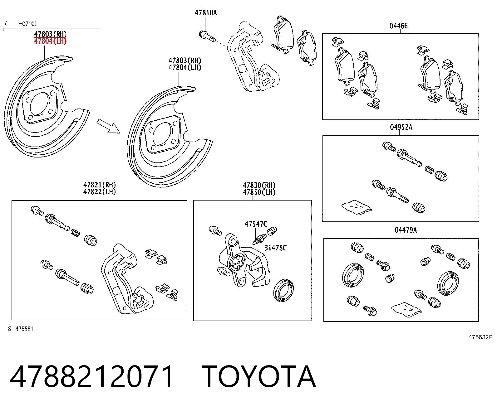 4788212071 Toyota Osłona tarczy hamulcowej tylnej lewa