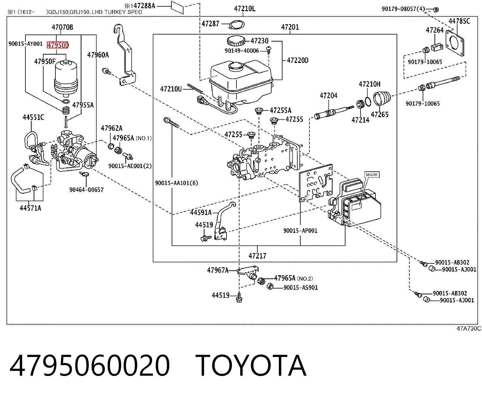 4795060020 Toyota Akumulator hydrauliczny układu hamulcowego