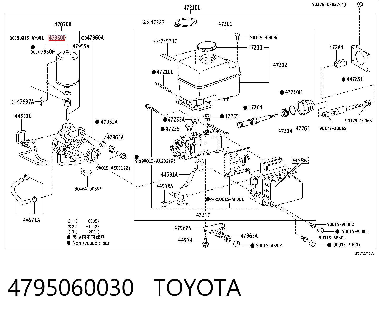 4795060030 Toyota Akumulator hydrauliczny układu hamulcowego