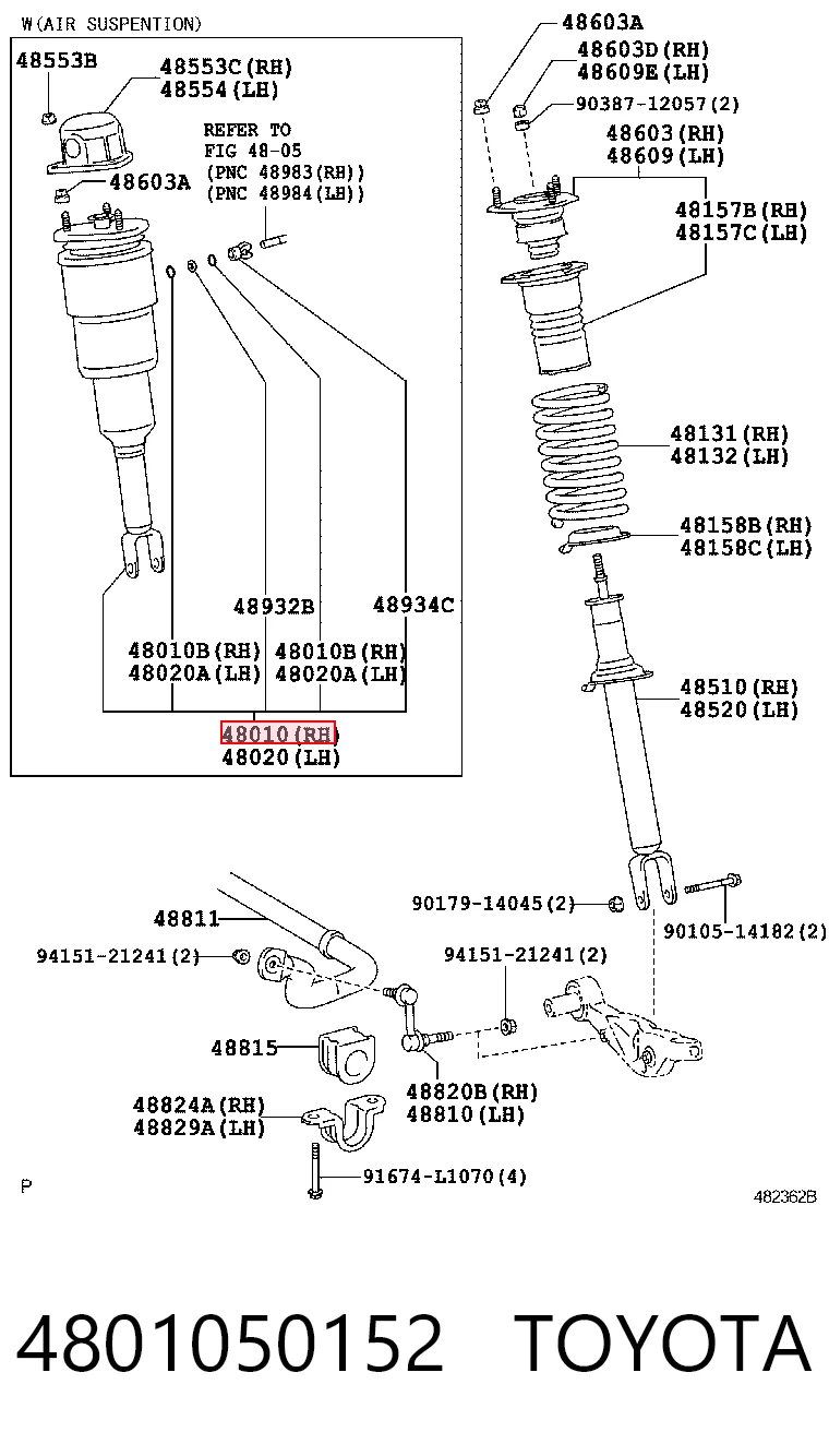 4801050152 Toyota Amortyzator przedni prawy