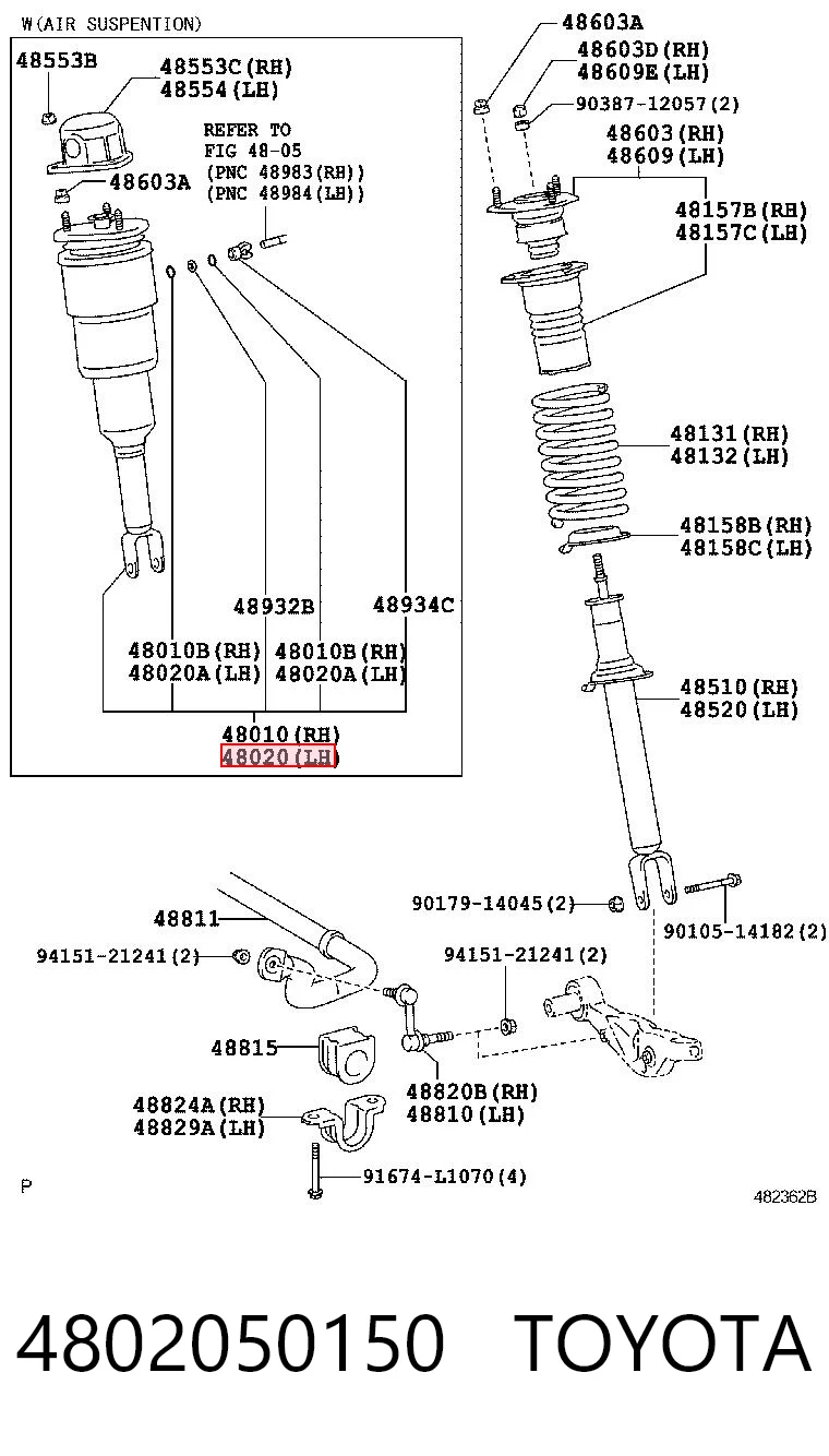 4802050150 Toyota Amortyzator przedni lewy
