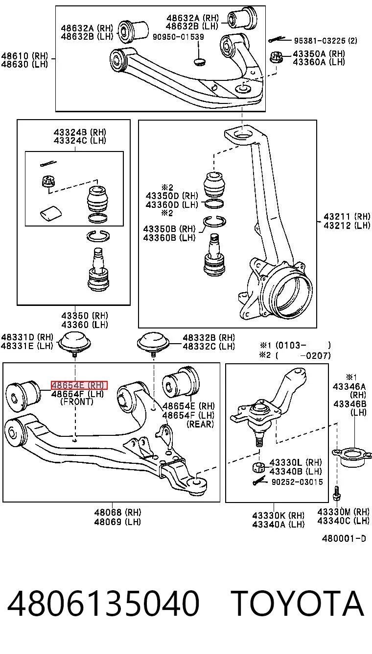 4806135040 Toyota Silentblock przedniego wahacza dolnego