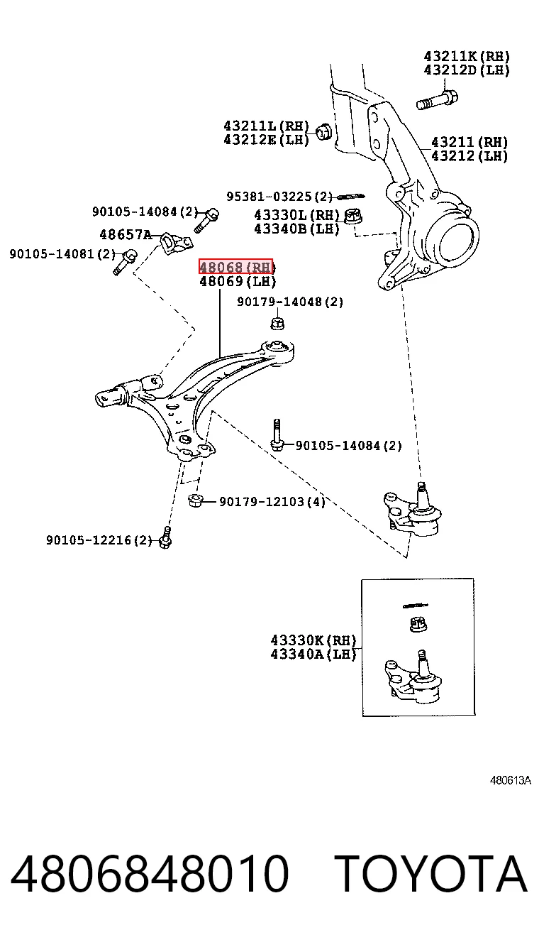 Wahacz zawieszenia przedniego dolny prawy do Lexus RX 300 MCU1