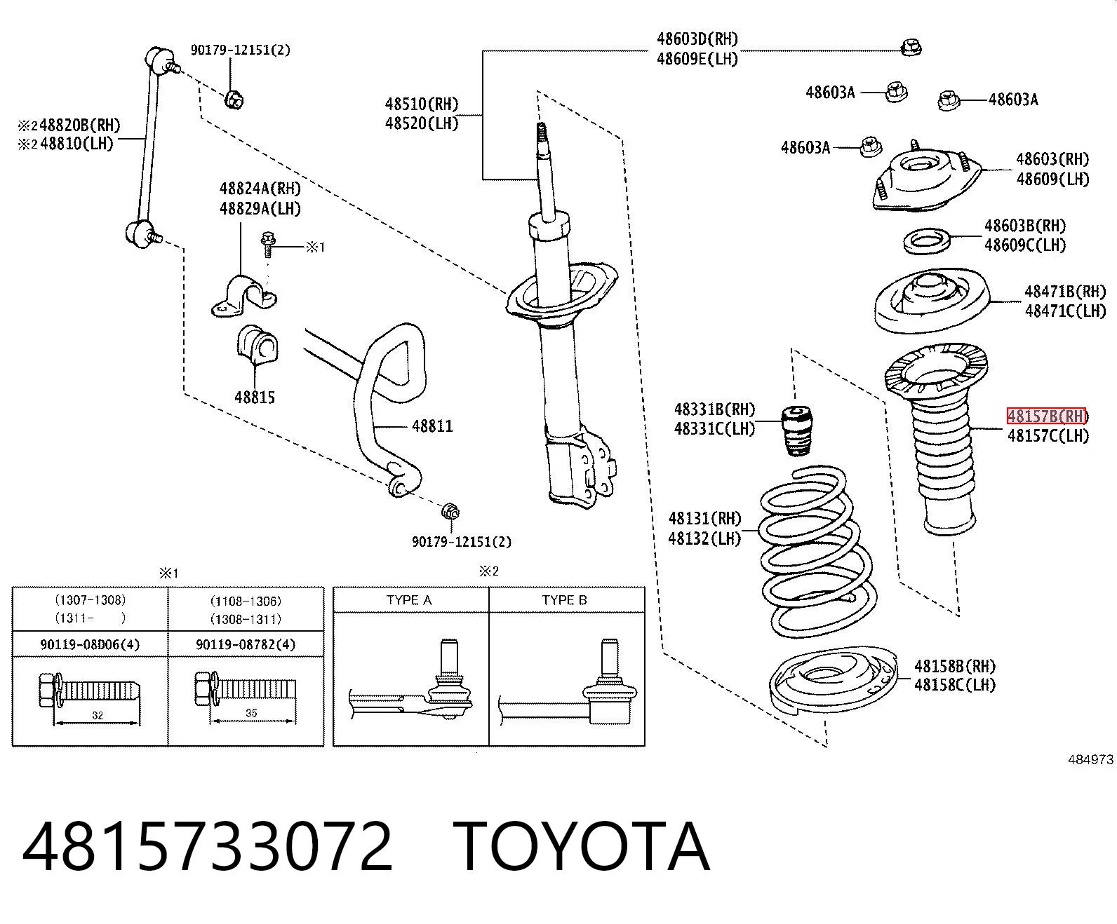 4815733072 Toyota Osłona amortyzatora przedniego