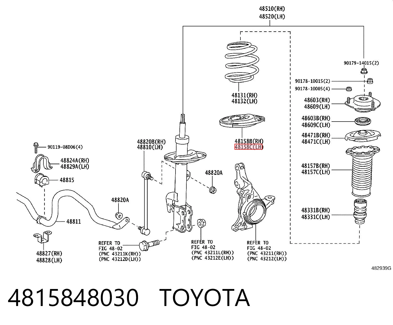4815848030 Toyota Pierścień gumowy sprężyny przedniej dolny