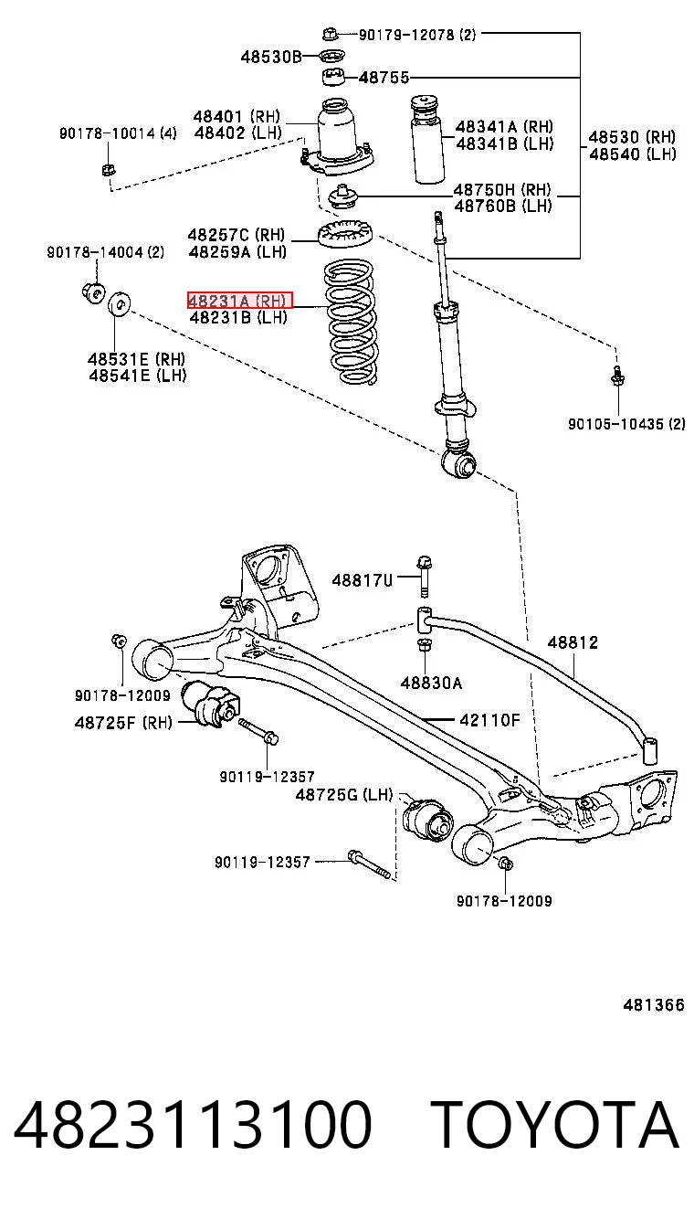Do koszyka Sprężyna tylna Toyota Corolla VERSO E12J