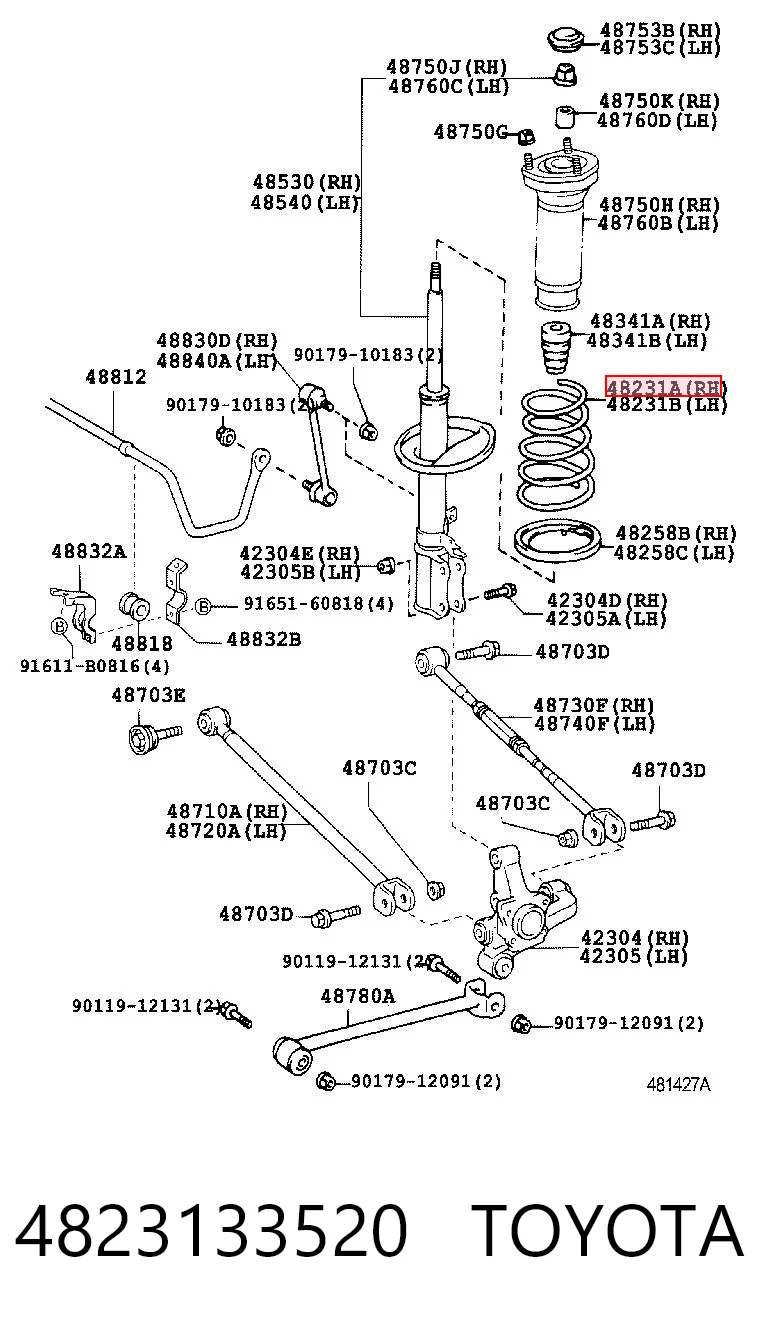 Sprężyna tylna Toyota Camry V