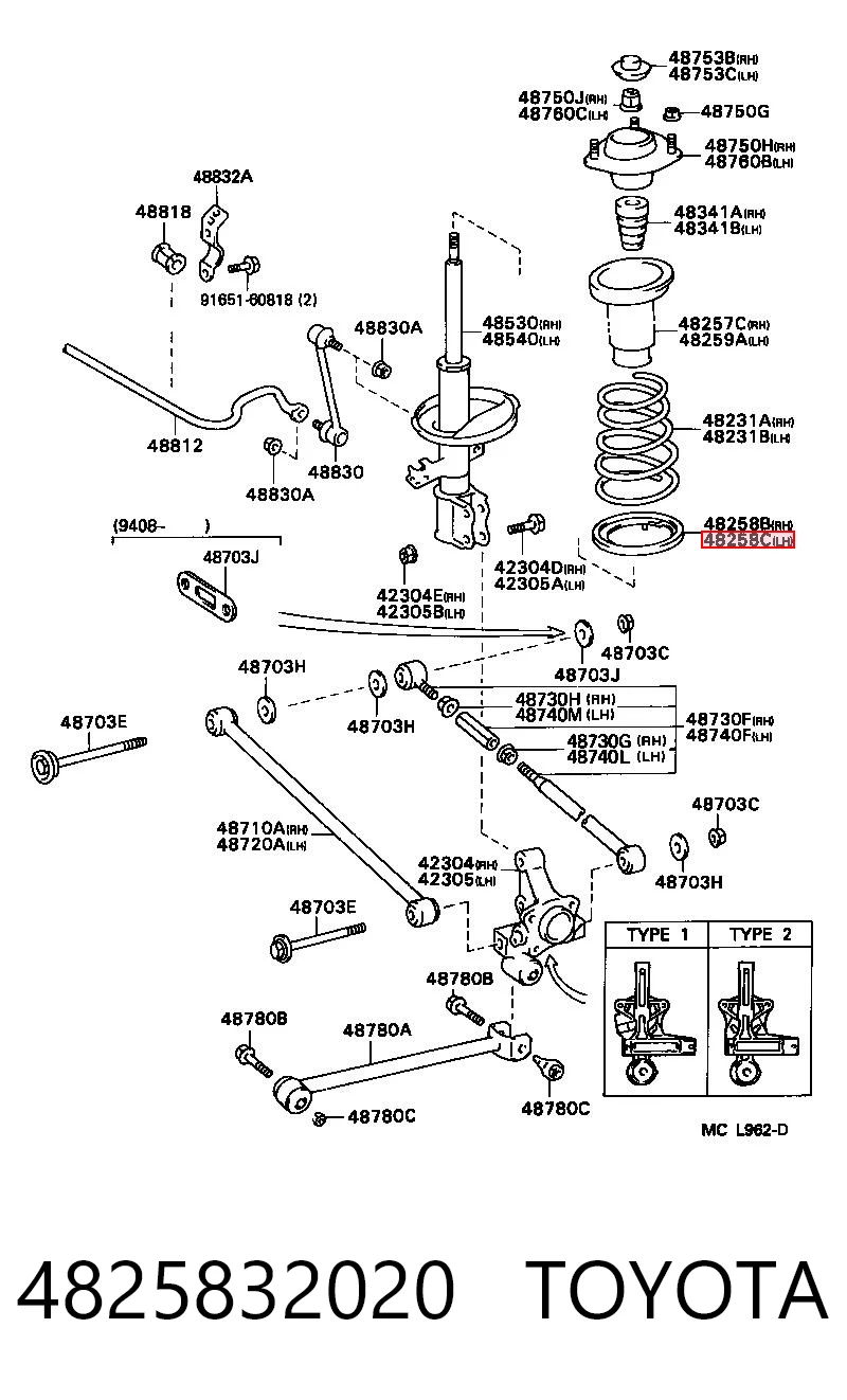 4825832020 Toyota Podkładka (pierścień gumowy) sprężyny tylnej dolny