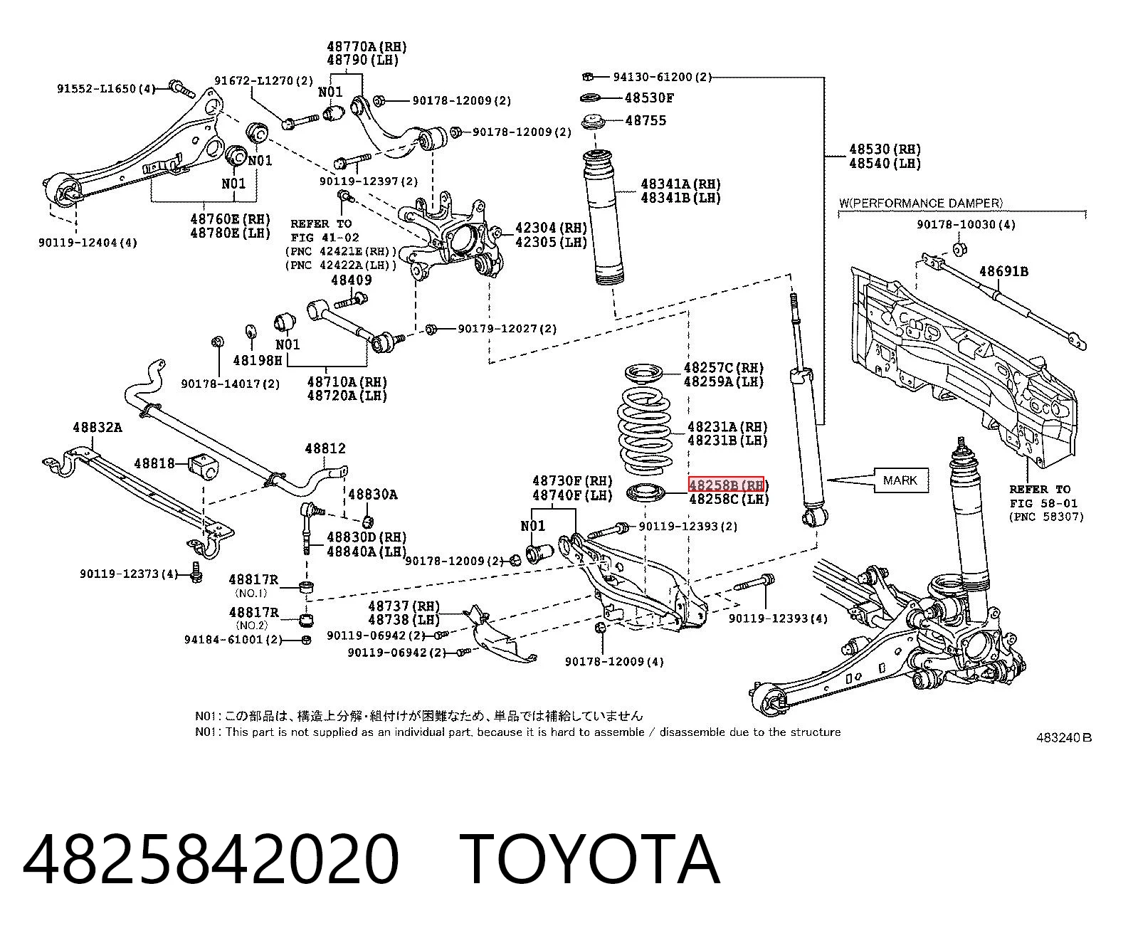 4825842020 Toyota Podkładka (pierścień gumowy) sprężyny tylnej dolny