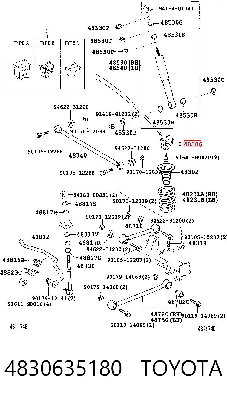 4830635180 Toyota Odbój amortyzatora tylnego