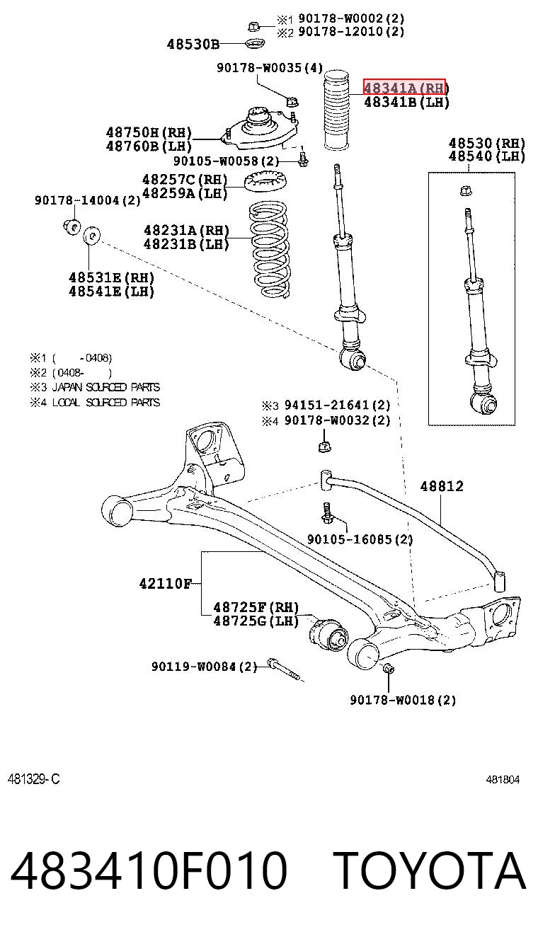Odbój amortyzatora tylnego + osłona Toyota Corolla VERSO minivan (R10) (2004 - 2009) cena, od 27,03 USD