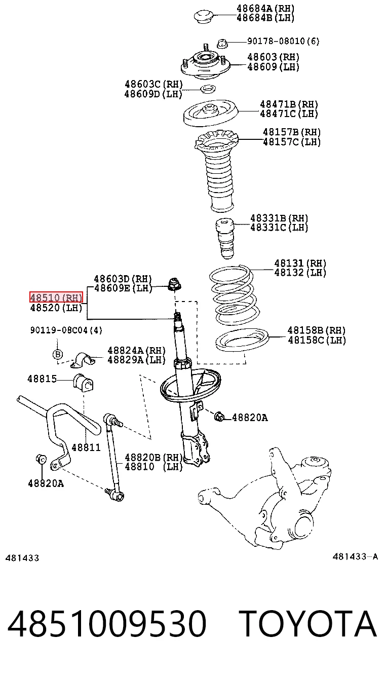 4851009530 Toyota Amortyzator przedni prawy