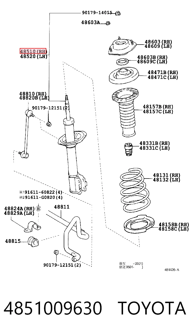4851009630 Toyota Amortyzator przedni prawy