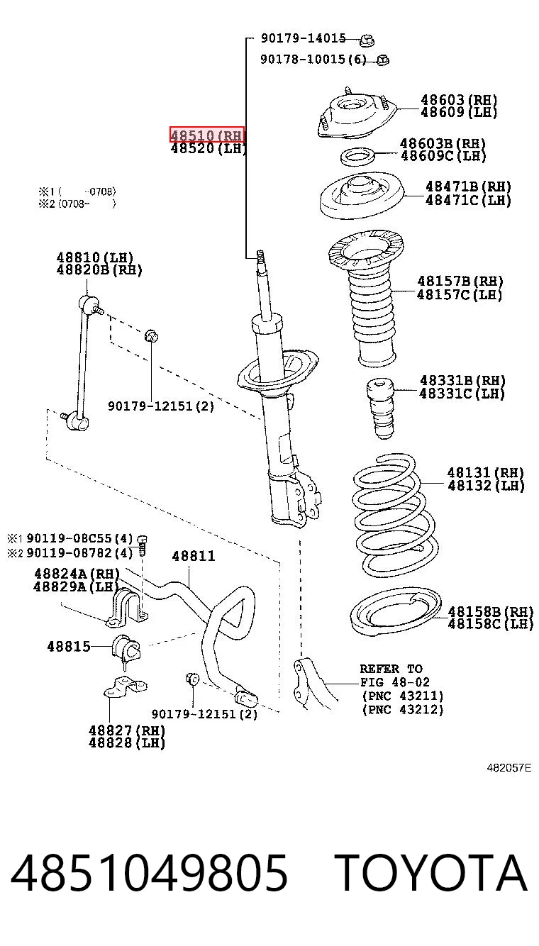 4851049805 Toyota Amortyzator przedni prawy