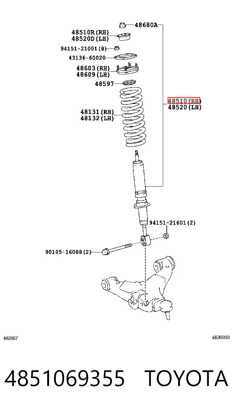 4851069355 Toyota Amortyzator przedni prawy