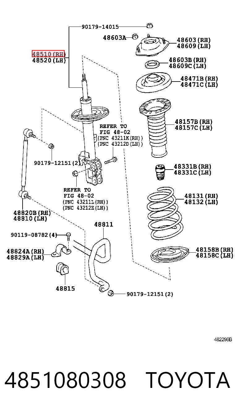 4851080308 Toyota Amortyzator przedni prawy