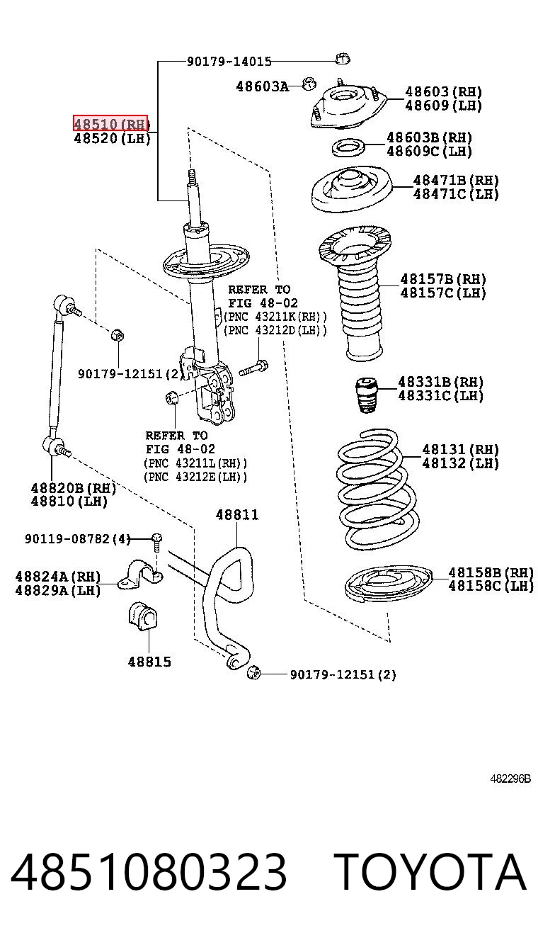 4851080323 Toyota Amortyzator przedni prawy