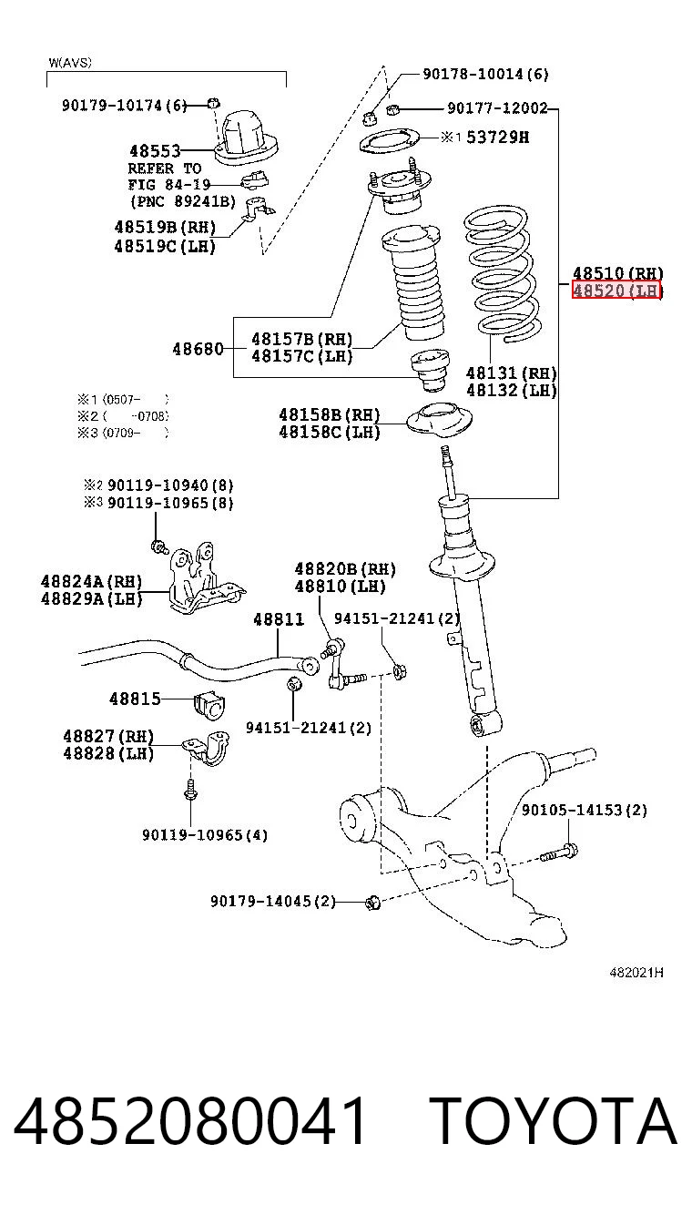 Do koszyka 4852030180 Toyota Amortyzator przedni lewy