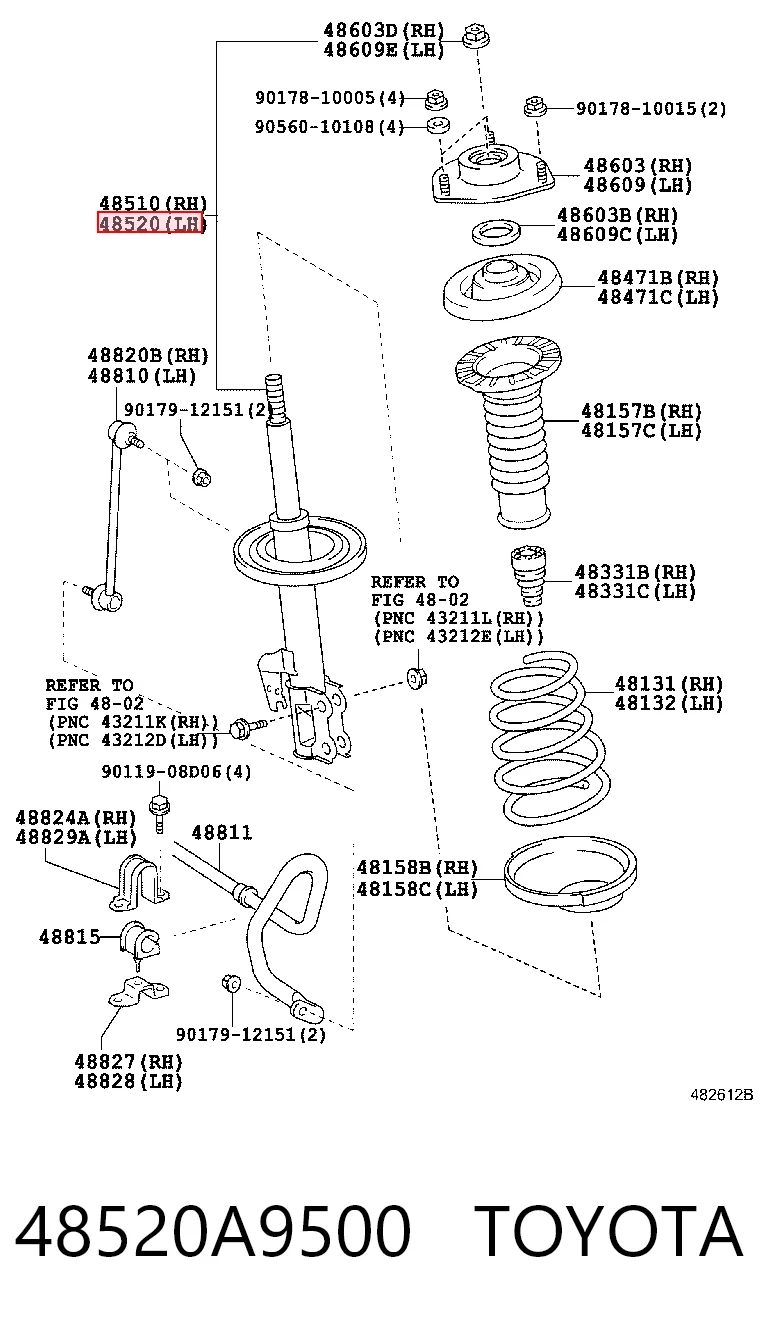 48520A9500 Toyota Amortyzator przedni lewy