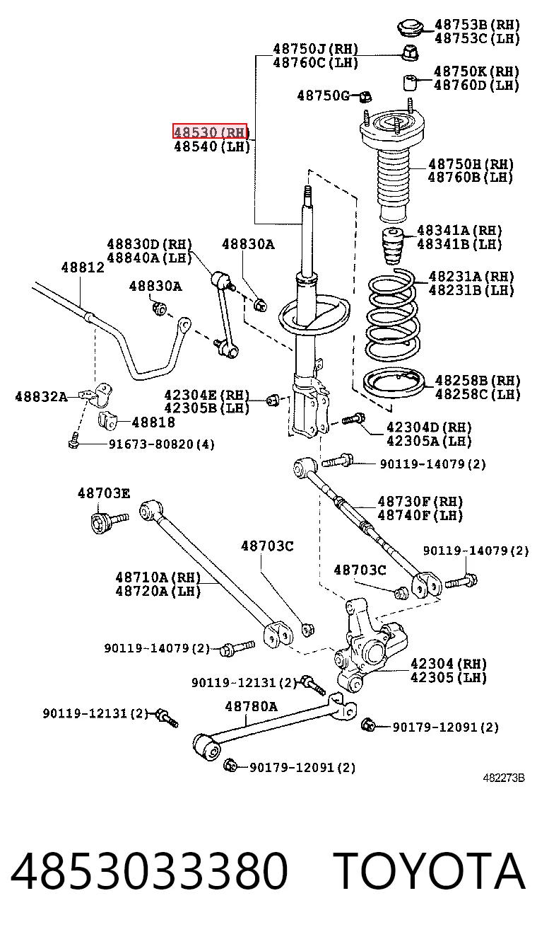 4853033380 Toyota Amortyzator tylny prawy
