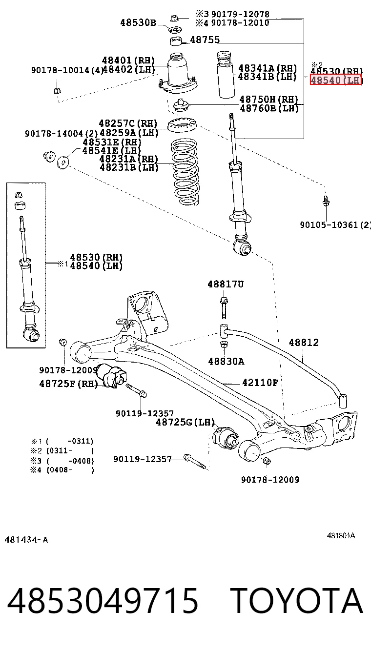 4853049715 Toyota Amortyzator tylny prawy