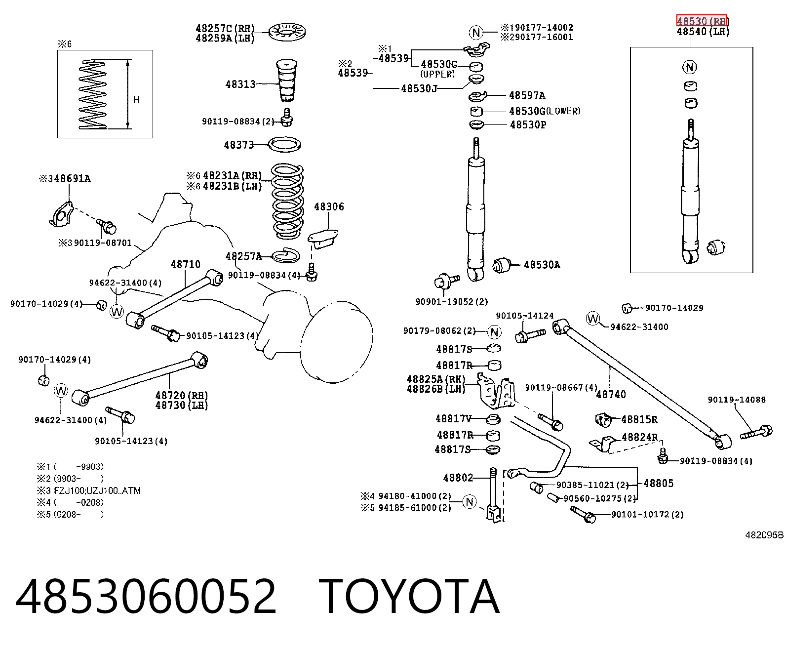 4853060052 Toyota Amortyzator tylny prawy