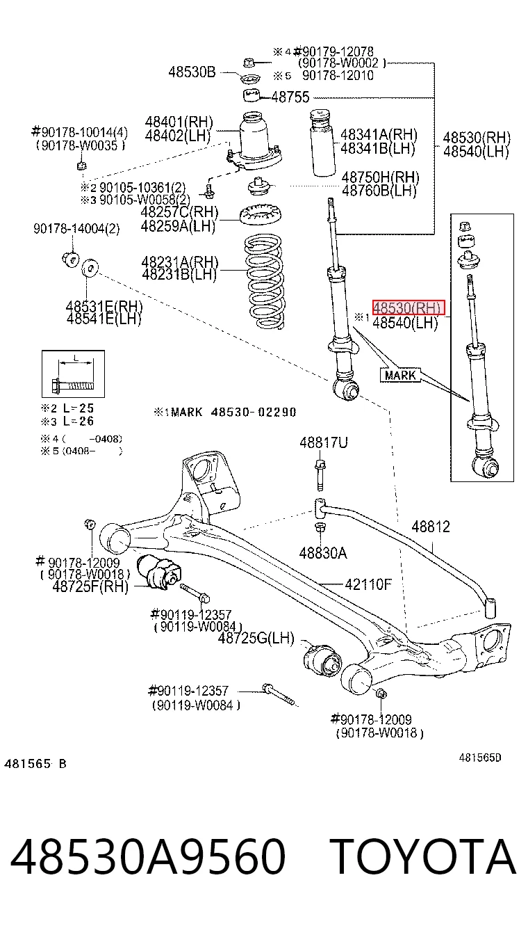 48530A9560 Toyota Amortyzator tylny prawy
