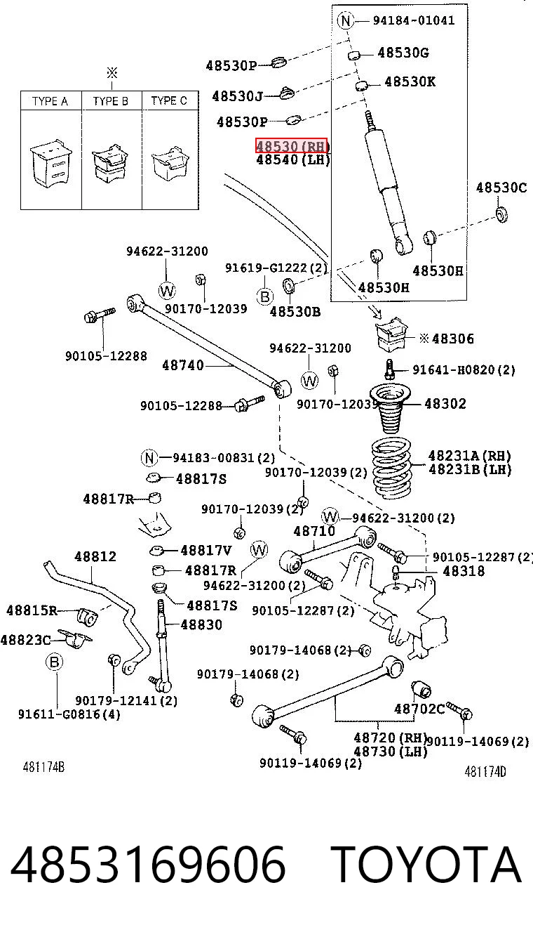 4853169606 Toyota Amortyzator tylny